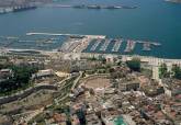 Panorámica del Puerto de Cartagena con el Teatro Romano